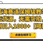 超级蓝海赛道保姆级教学，小红书无货源，无需实拍，如何做到日入1000+【揭秘】