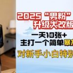 2025男粉变现全新玩法升级，日入上千简简单单，小白可轻松上手