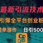 最新引流方法，引爆全平台的一个创业粉，简单操作日引300+