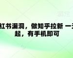 卡小红书漏洞，做知乎拉新 一天3张起，有手机即可