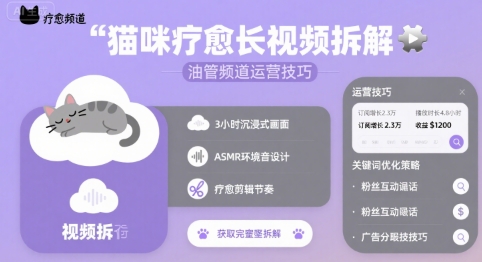 猫咪疗愈长视频拆解 &amp;油管频道运营技巧