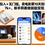 零投入+无门槛，卖电影票10天到手7k+，新手照着做就能变现【揭秘】