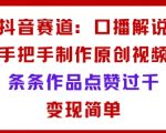 抖音赛道：口播解说，手把手教你制作原创视频，条条作品点赞过千，变现简单
