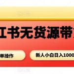 小红书无货源带货项目，简单无脑，新人小白日入多张