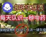 Coze扣子工作流一键生成每天认识一种中药短视频，保姆级搭建教学