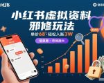 小红书虚拟资料邪修玩法，单价68，轻松入账3W，信息差玩法，市场庞大