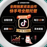 全网独家资本运作，全程托管快手号，每天5分钟最高躺賺1W+【揭秘】