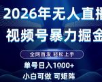 2026最新视频号无人直播掘金，全网首发，小白可以玩，长期稳定日入1k+【揭秘】