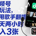 视频号新玩法，利用歌手翻唱，一天两小时，日入3张