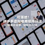 可落地！拼多多虚拟电商矩阵玩法，标准化运营，轻松日入1K+【揭秘】