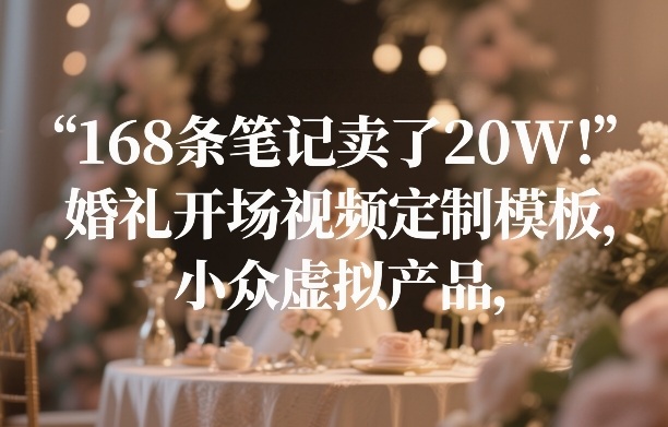 168条笔记卖了20W!婚礼开场视频定制模板,小众虚拟产品