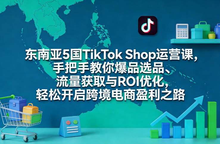 东南亚5国TikTok Shop运营课，手把手教你爆品选品、流量获取与ROI优化，轻松开启跨境电商盈利之路