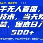 快手无人直播最新技术，当天见收益，一部手机即可操作，保底日入5张，副业的不二之选【揭秘】