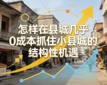 付费文章：怎样在县城几乎0成本抓住小县城的结构性机遇