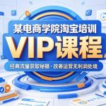 某电商学院淘宝培训VIP课程，各种经典有用的流量获取秘籍，改善运营产品没利润的处境（2026年5月）