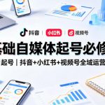 0基础自媒体起号必修课，从0到1起号｜抖音+小红书+视频号全域运营变现课